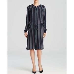 🛍️Theory Stellira Letterman Stripe Silk Shirtdress Long Sleeve Button Down